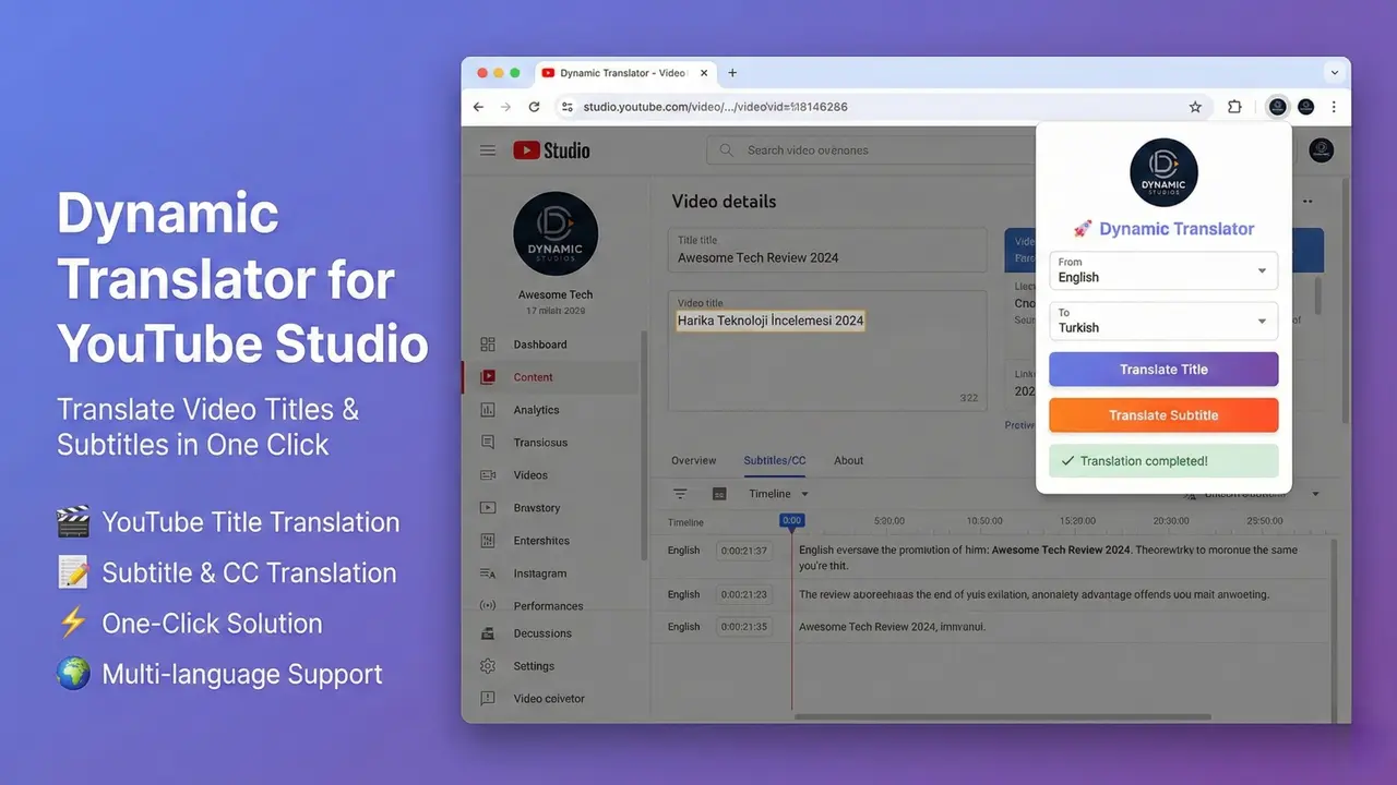 Dynamic Translator Chrome eklentisi